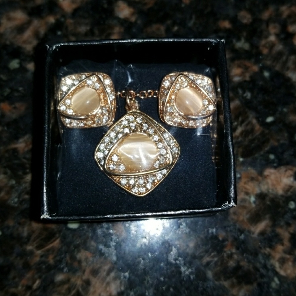 Avon rose necklace and Earring set